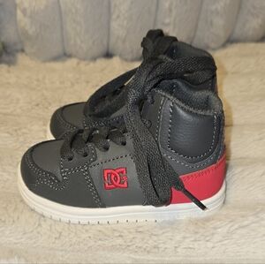 DC Kids High Top Sneakers - Gray, Black and Red